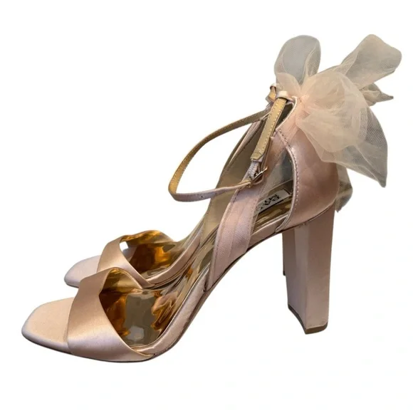 Badgley Mischka Kim Bow Satin Heel‎ Sandal Pink 8.5 - Picture 5 of 11